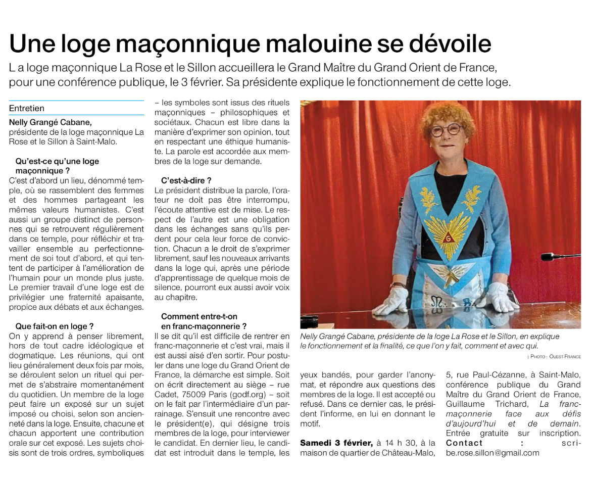 Article Ouest France 27 janvier 2024